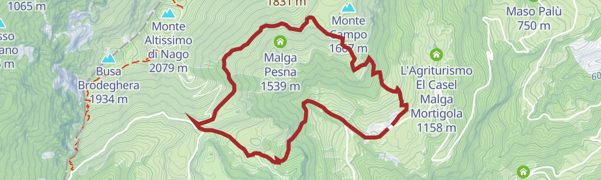 Route map: San Giacomo - Malga Campo - Bocca del Creer - San Giacomo